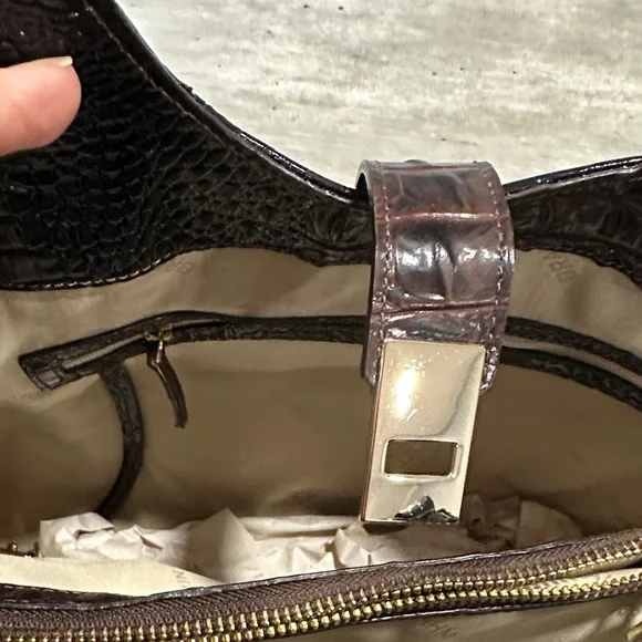 Brahmin Gold and Black Crocodile Shoulder Bag